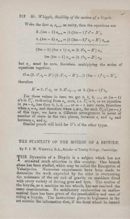 The stability of the motion of bicycle.