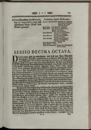Sessio Decima Octava.