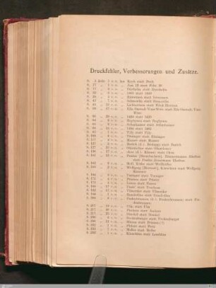 Druckfehler, Verbesserungen und Zusätze
