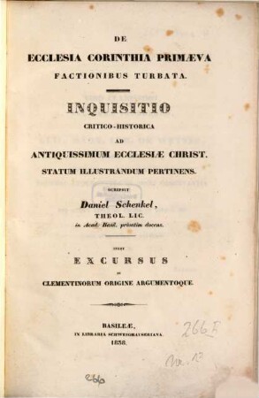 De Ecclesia corinthia primaeva factionibus turbata