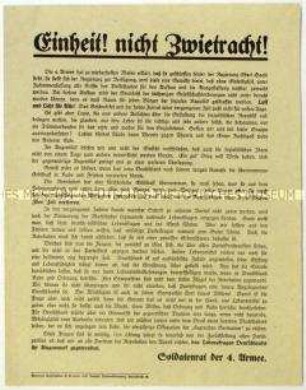 Aufruf des Soldatenrates der 4. Armee zur Zusammenarbeit der revolutionären Gruppen