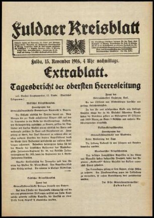 Ausgabe vom Mittwoch, den 15. November 1916.