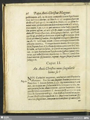 Caput II. An Anti-Christus unus singularis homo sit?