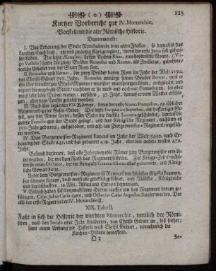 Kurtzer Vorbericht zur IV. Monarchie, vorstellend die alte Römische Historie.