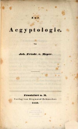 Zur Aegyptologie