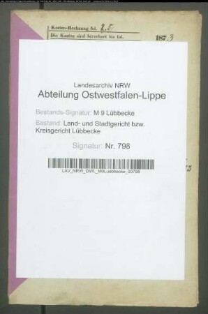 Erblasser: Lampe, Wilhelm; Erblasser: Rahe, Caroline Luise Friederike: Abschluss eines Erbvertrags