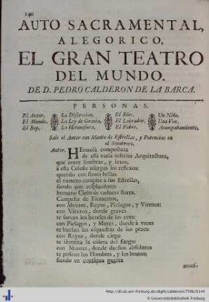 El Gran Teatro del Mundo.