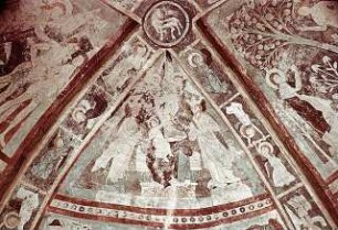 Biblische Szenen, thronende Madonna, Heilige