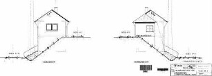 Kornwestheim Pbf: Nebengebäude Aufenthaltsgebäude b. Stw.2 Nord und Südansicht