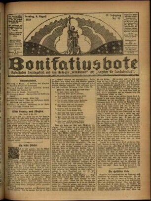 Ausgabe vom Sonntag, den 08. August 1920.