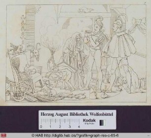Faust mit Mephistopheles und der Hexe in der Hexenküche.