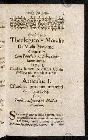 1-13, §. 1. Triplex adstruitur modus credendi. - §. 4. Quorundam Patrum sententiae de fide peccantium.