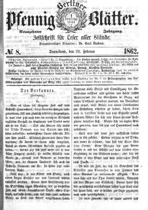 No. 8, Sonnabend, den 22. Februar