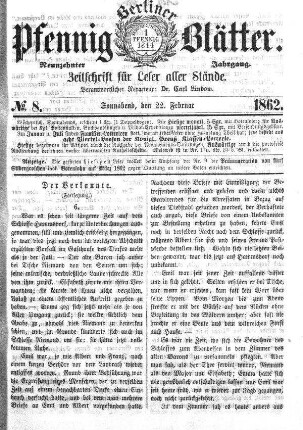 No. 8, Sonnabend, den 22. Februar