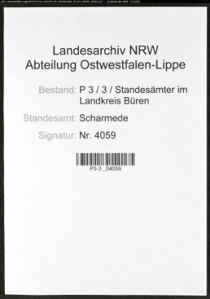 Sterberegister Standesamt Scharmede