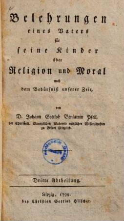 Belehrungen eines Vaters für seine Kinder, über Religion und Moral nach dem Bedürfniß unserer Zeit, 3