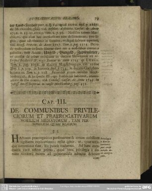 Cap. III. De Communibus Privilegiorum Et Praerogativarum Nobilium Mediatorum, Tam Personalium Quam Realium