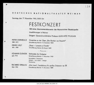 Festkonzert 100 Jahre Abbonnementkonzerte der Weimarischen Staatskapelle