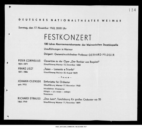 Festkonzert 100 Jahre Abbonnementkonzerte der Weimarischen Staatskapelle