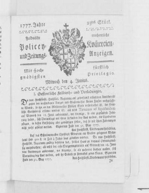 23tes Stück, Ausgabe vom 4. Junius 1777