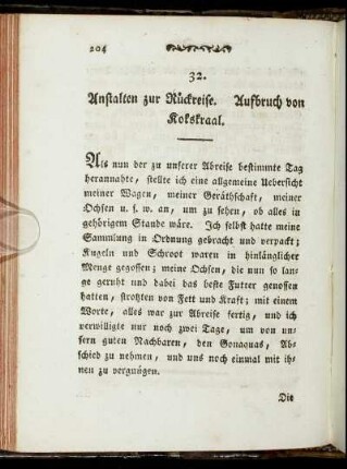 32. Anstalten zur Rückreise. Aufbruch von Kokskraal