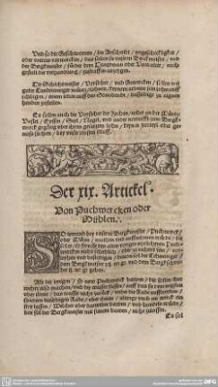 Der XIX. Artickel. Von Puchwercken oder Mühlen.