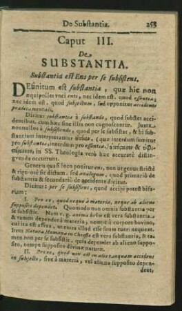 Caput III. De Substantia.