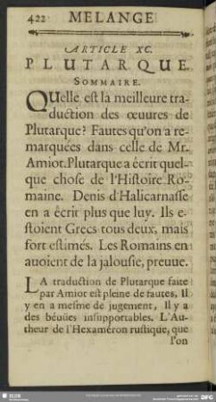 Article XC. Plutarque