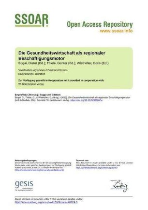 Die Gesundheitswirtschaft als regionaler Beschäftigungsmotor
