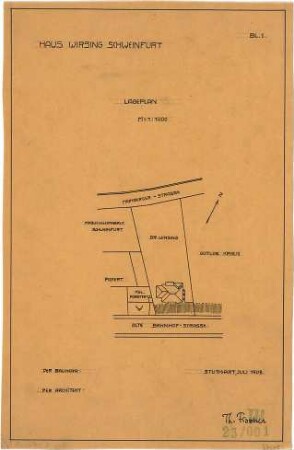 Fischer, Theodor; Schweinfurt (Bayern); Haus Wirsing - Lageplan
