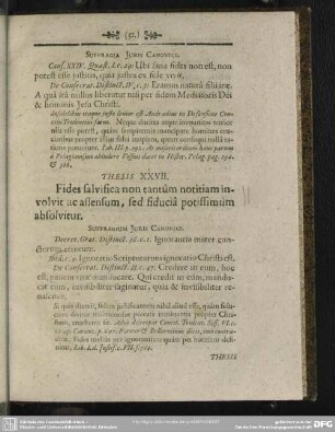 Thesis XXVII. Fides salvifica non tantum notitiam involvit ac assensum, sed fiducia potissimum absolvitur