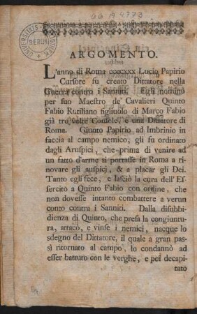 Argomento / Innhalt