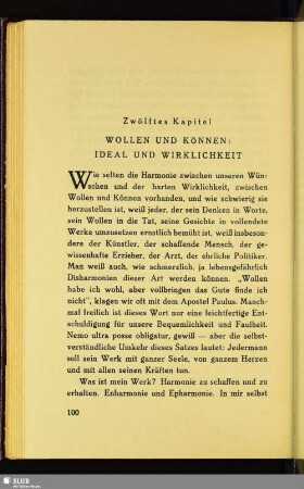 Zwölftes Kapitel: Wollen Und Können: Ideal Und Wirklichkeit