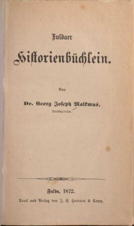 Fuldaer Historienbüchlein