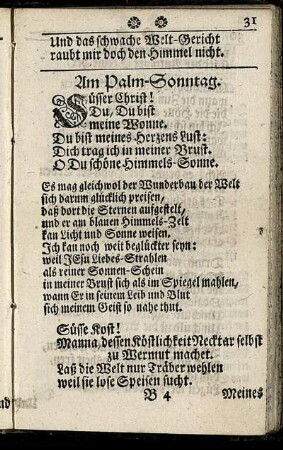 Am Palm- Sonntag. - Am Fest der heiligen Drey- Einigkeit.