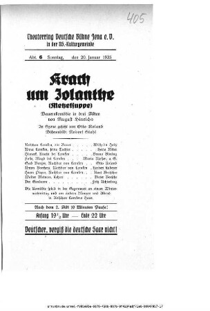Krach um Jolanthe (Metzelsuppe)