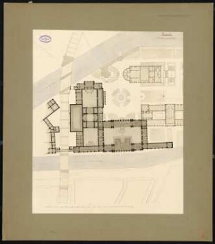 Wettbewerb Museumsinsel, Berlin: Grundriss 2. Hauptgeschoss und Pergamon- und Gipsmuseum (Variante)1:500