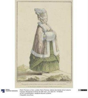 Gallerie des Modes et du Costume Français: Bourgeoise en Robe de Satin rayé. L.62