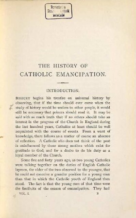 The history of Catholic Emancipation and progress of the Catholic Church in the British Isles (chiefly in England) from 1771 to 1820 : In two volumes, 1