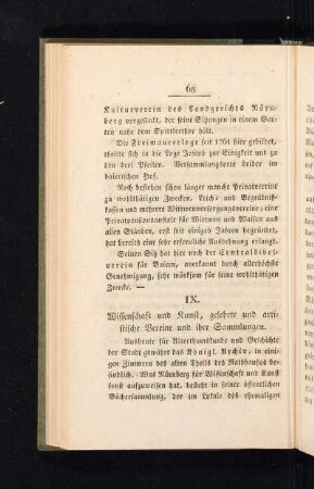 IX. Wissenschaft und Kunst, gelehrte und artistische Vereine und ihre Sammlungen.