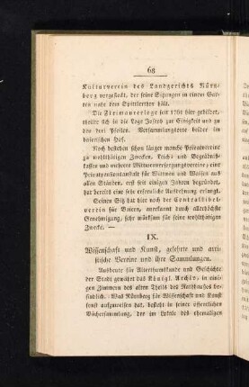 IX. Wissenschaft und Kunst, gelehrte und artistische Vereine und ihre Sammlungen.
