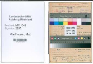 Entnazifizierung Max Waldhausen , geb. 24.08.1894 (Ingenieur)