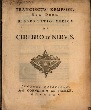 De cerebro et nervis, disp.