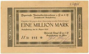 Geldschein / Notgeld, 1 Million Mark, 18.8.1923