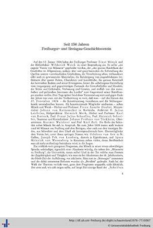 Seit 150 Jahren Freiburger und Breisgau-Geschichtsverein.