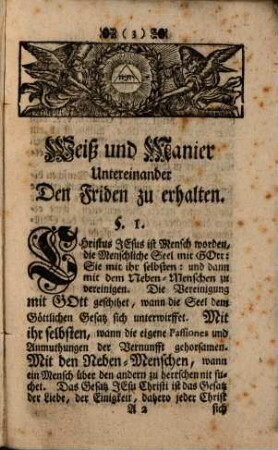 Weiß und Manier untereinander den Frieden zu erhalten