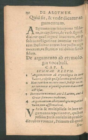 Quid sit, & unde dicatur argumentum.