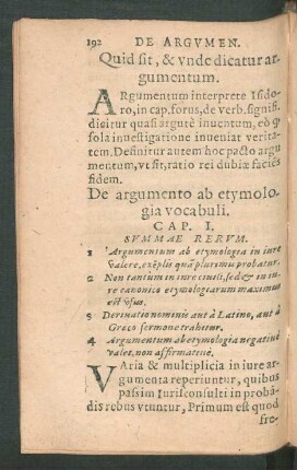 Quid sit, & unde dicatur argumentum.