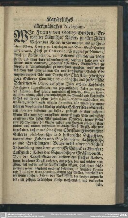 Kayserliches allergnädigstes Privilegium