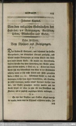 Zehntes Kapitel. Von den religiösen Gebräuchen der Hebräer, als Reinigungen, Gelübden, Eiden, Bündnissen und Gebet